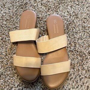 LC Lauren Conrad Women's Tan and Cream Sandals